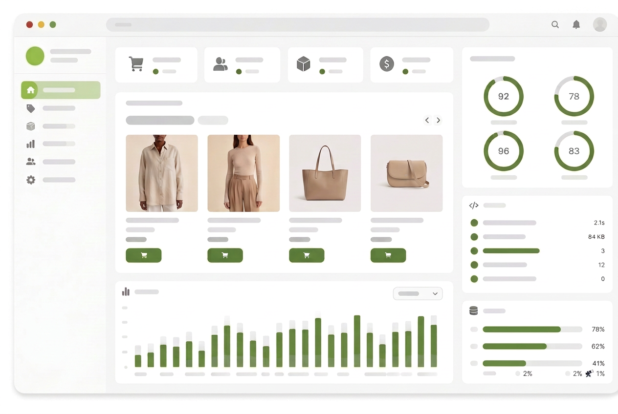 Anonymisierter Shopify-Plus-Shop in mehreren Browser-Ansichten